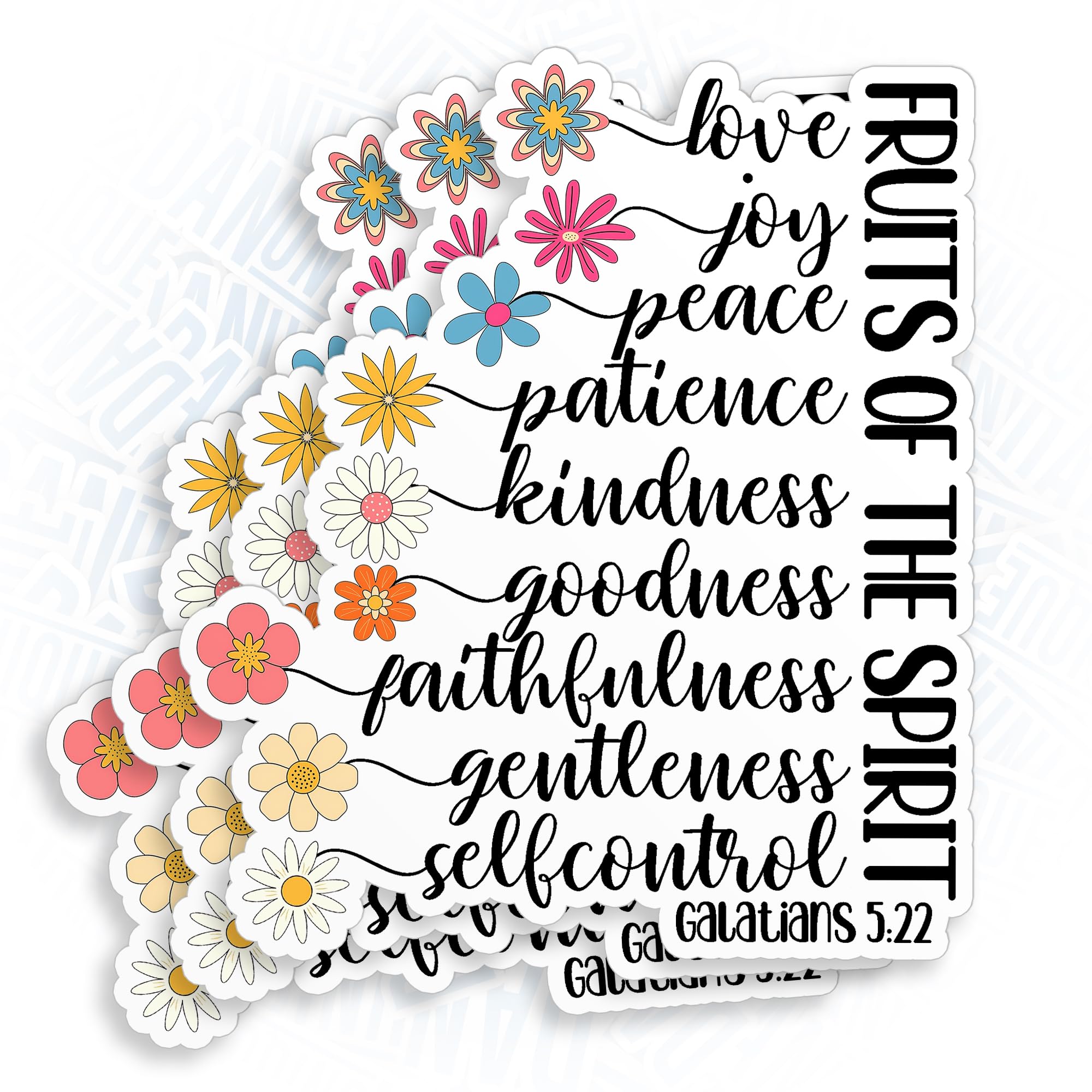 (3Pcs) Galatians 5 22 The Fruit of The Spirit Christ Sticker Bible Christian Religious 3" Waterproof Die-Cut Vinyl Sticker for Laptop Water Bottle