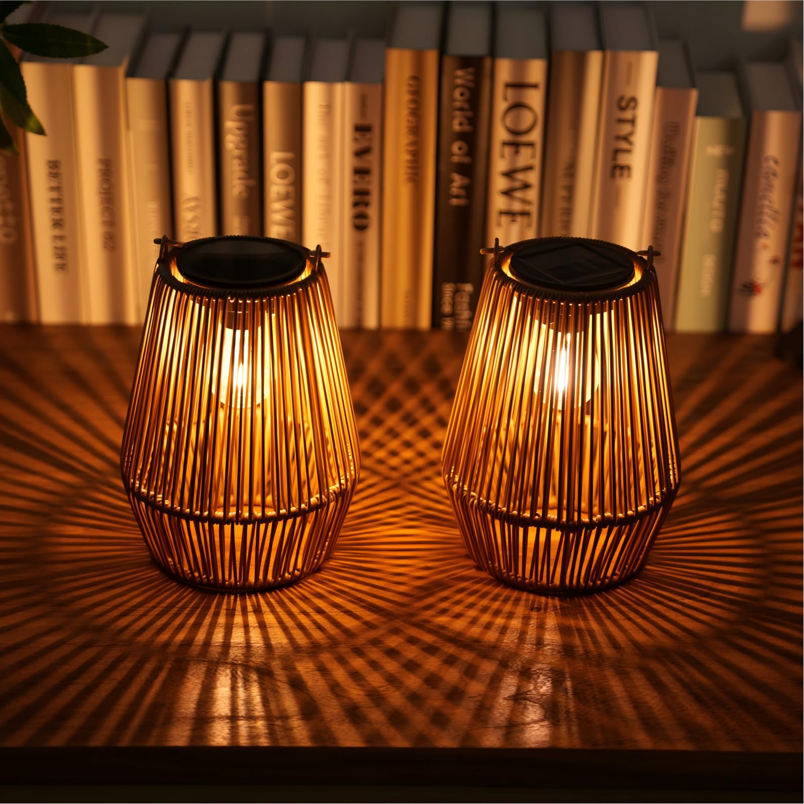 Zewnętrzna lampa solarna do ogrodu, KagoLing 2 zewnętrzna lampa solarna IP65, ręcznie robiona, wisząca latarnia słoneczna, idealna do ogrodów bożonarodzeniowych, Halloween, balkon