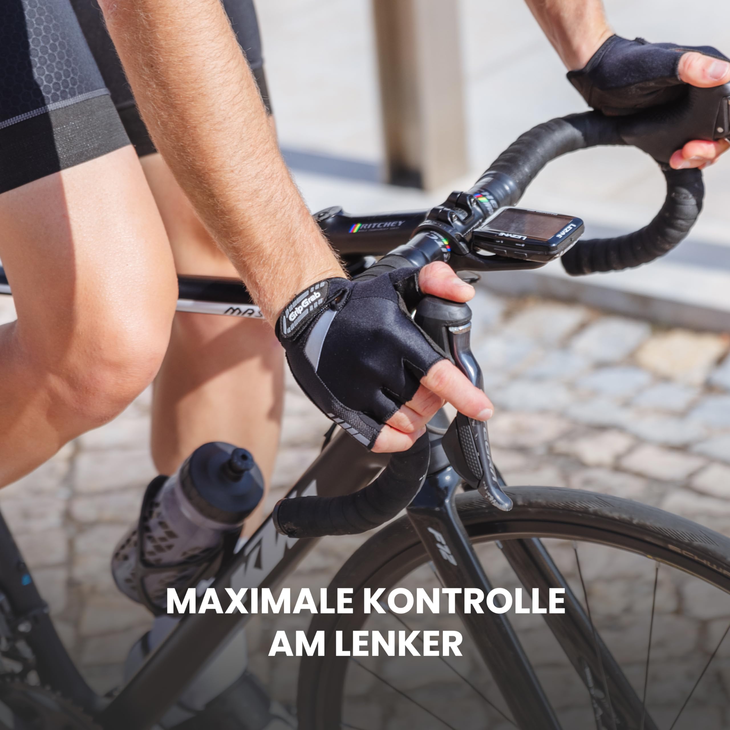 GripGrab SuperGel Fahrradhandschuhe Sommer - 6mm DoctorGel Polster | Stoßdämpfende Gel-Polsterung, AX Suede Grip, gMagnets-Funktion, Schweißwischer am Daumen, Klettverschluss