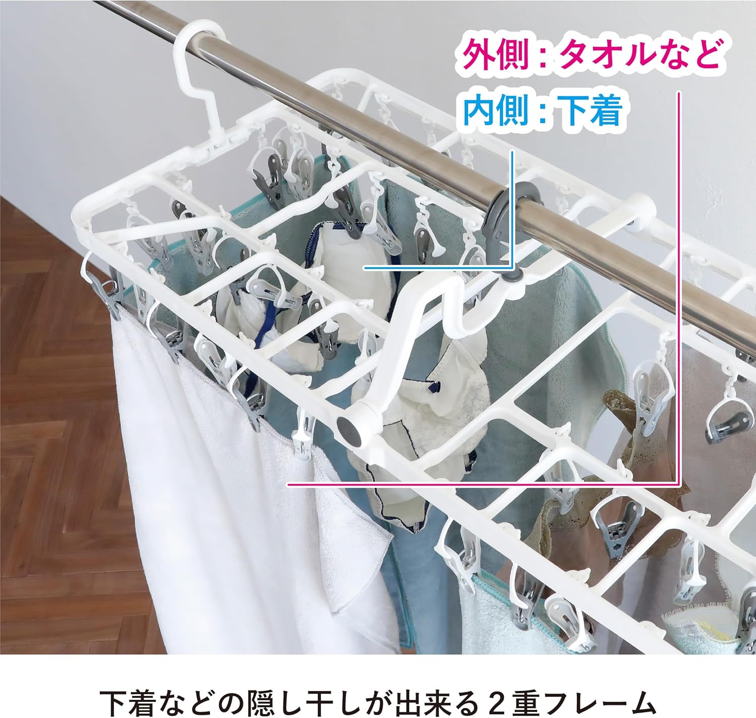 シービージャパン(CB JAPAN) CBJAPAN Laundry Dryer, Pinch Hanger, 42 Pinch, 3-Point Hooks, No Tilt, 2 Layered Frame, Tangle-Free Pinch Construction, Gray, 42 P Kogure The Hangers