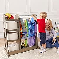 Vista 11 de ECR4Kids Centro de disfraces con organizador de disfraces de espejo, muebles Montessori, gris lavado Gris (Grey Wash)