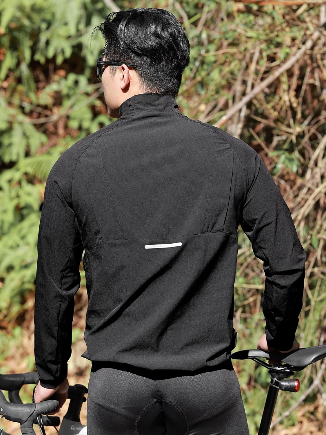 WOSAWE Lightweight Windproof Cycling Jacket with YKK Dual Zipper Water-Repellent Reflective Windbreaker for Running Commuting - Image 4