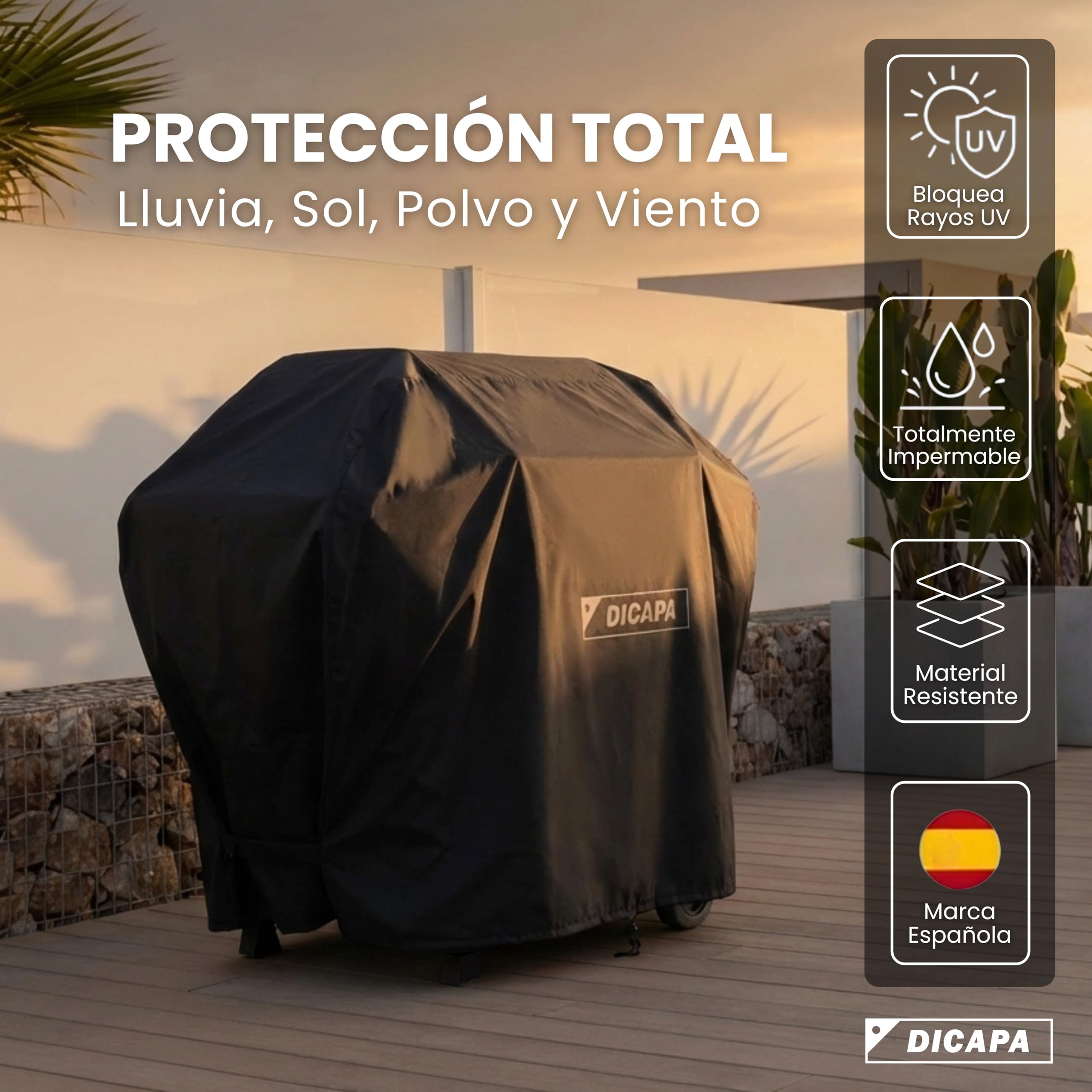 DICAPA Funda Barbacoa Exterior Impermeable, Funda Exterior Impermeable, Fundas Protectora para Barbacoa de (147x61x117cm), Funda Impermeable Exterior, Funda BBQ