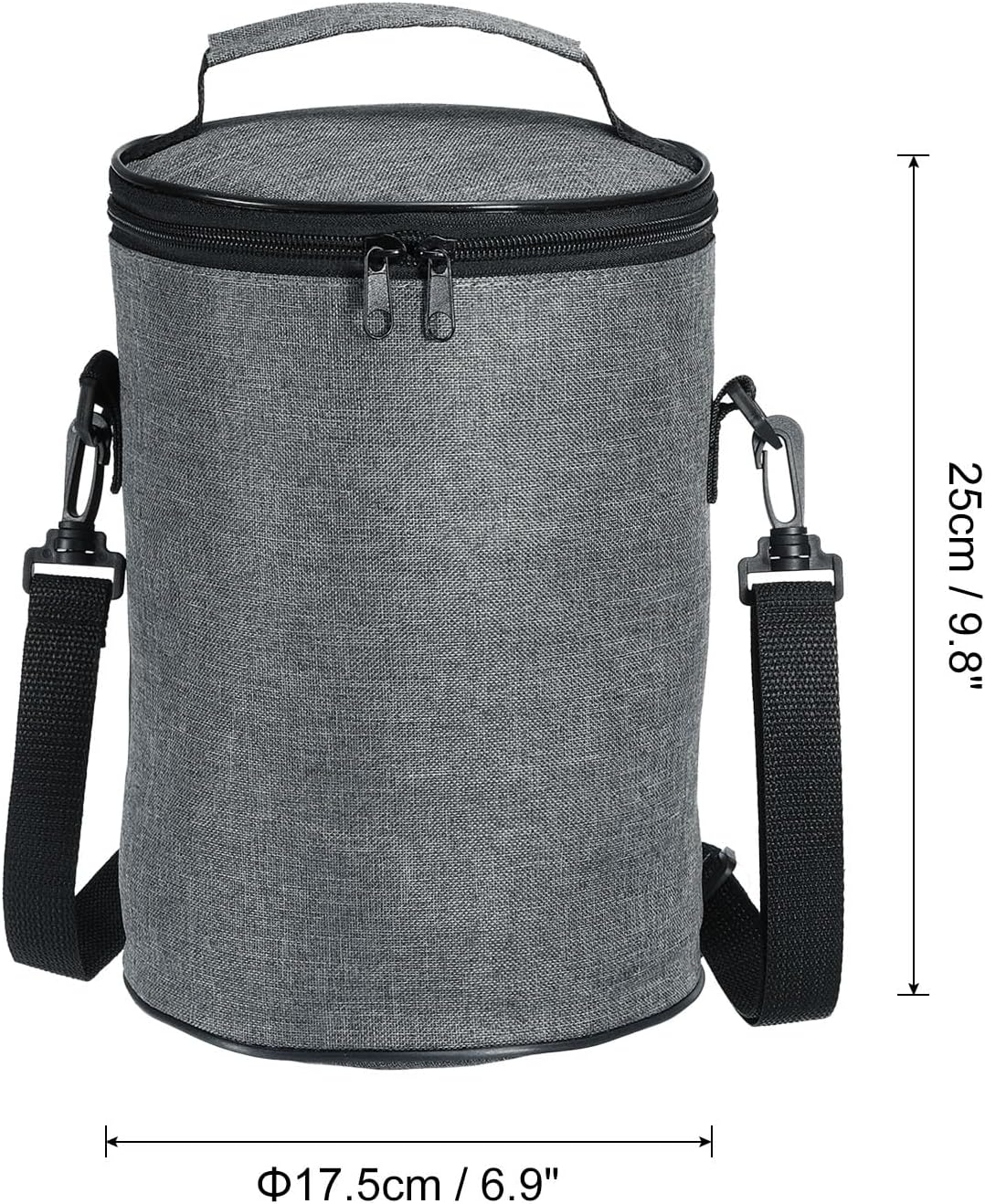 PATIKIL 6.9"x9.8" Insulated Lunch Bag with Shoulder Strap, Insulated Food Jar Waterproof Lunch Tote Bag Portable for Office Work Outdoor Picnic, Grey