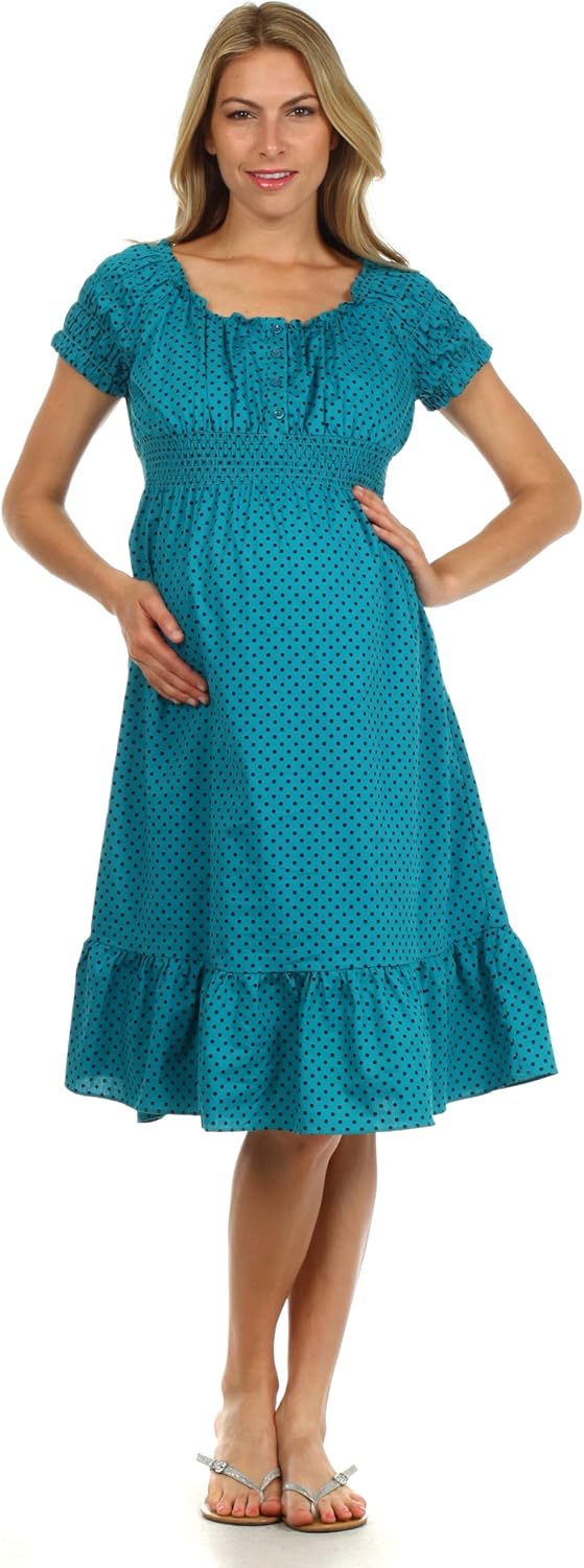 Kate Maternity Nursing Dress (Extra Large, Dotted Teal) at Amazon Women
