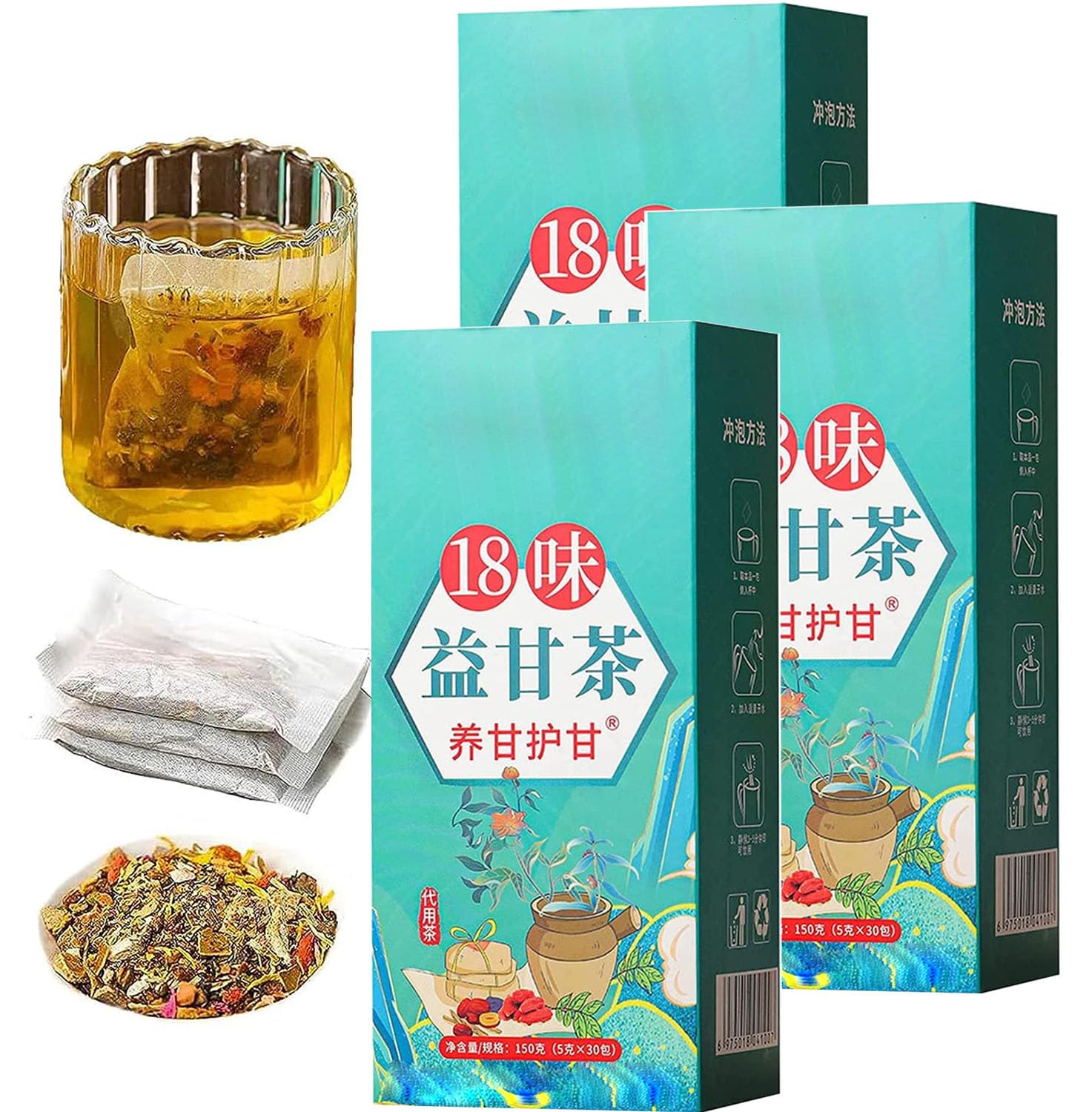 18 Flavors Liver Care Tea,18 Flavors of Liver Protection Tea,Daily Liver Nourishing Tea,Chinese Nourishing Liver Tea,18 Different Herbs,Everyday Nourishing Liver Tea for All People- (3Box)