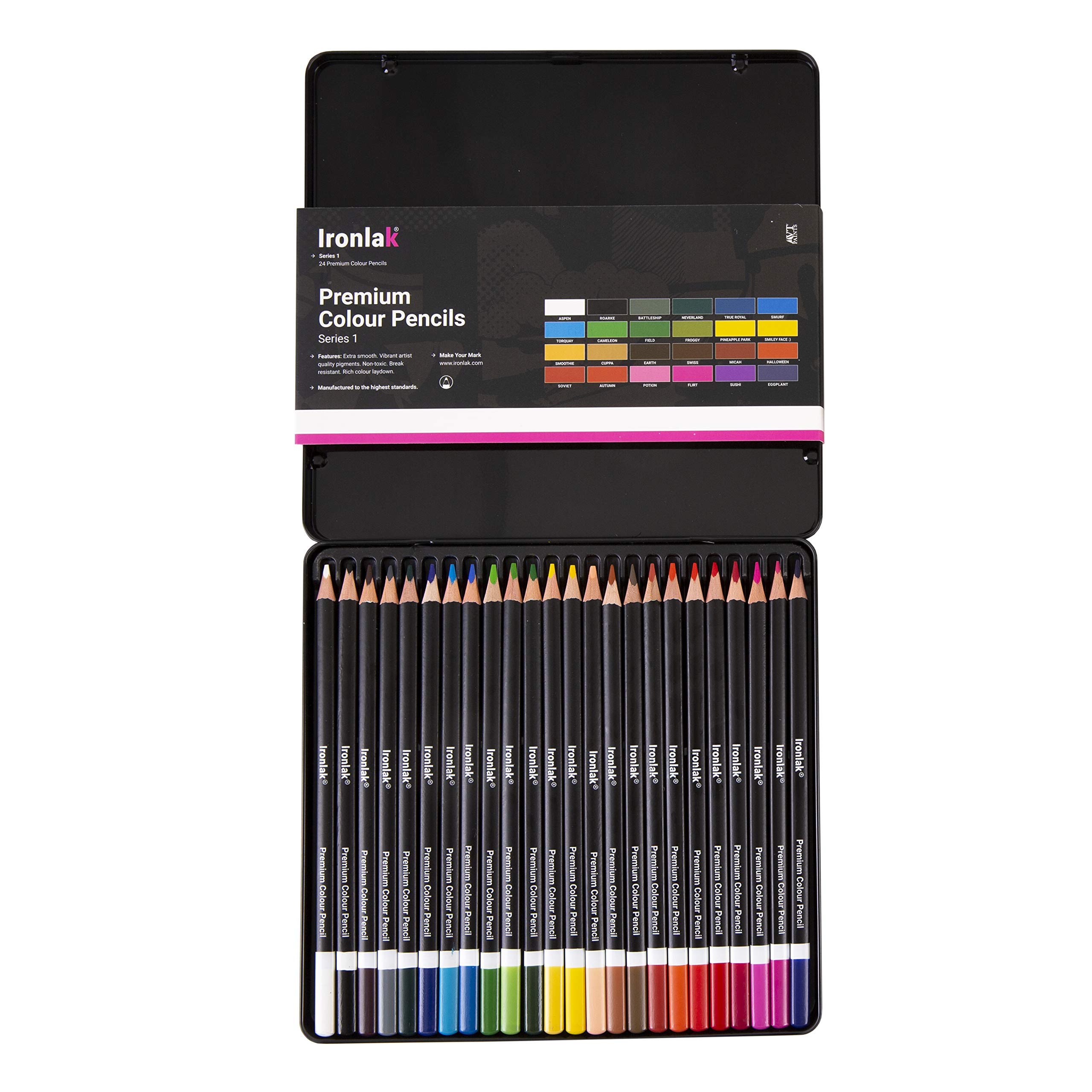 Ironlak Artists' Premium Color Pencil Set - 24 Vibrant Colors (Series 1)