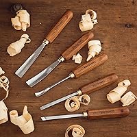 Vista 4 de Juego de cinceles de herramientas de tallado de madera para carpintería de 12 piezas con caja de madera, cuchillas de acero CR-V 60 afiladas