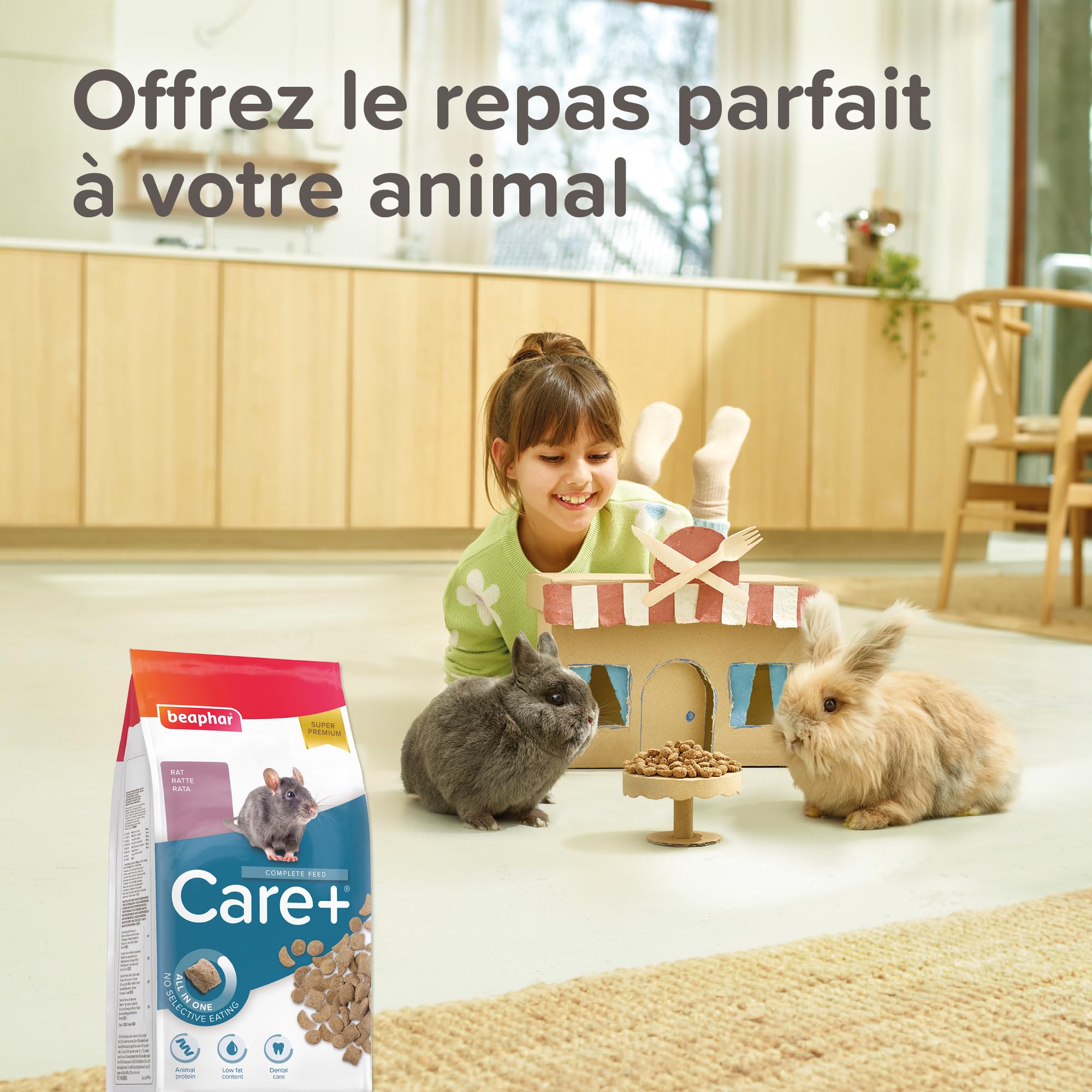 BEAPHAR – Care+ – Alimentation Super Premium extrudée pour Rat – Extrait de thé Vert – Proteines animales – Haute digestibilité – Participe à l’Usure Naturelle de Dents – sans sucres ajoutés – 700g