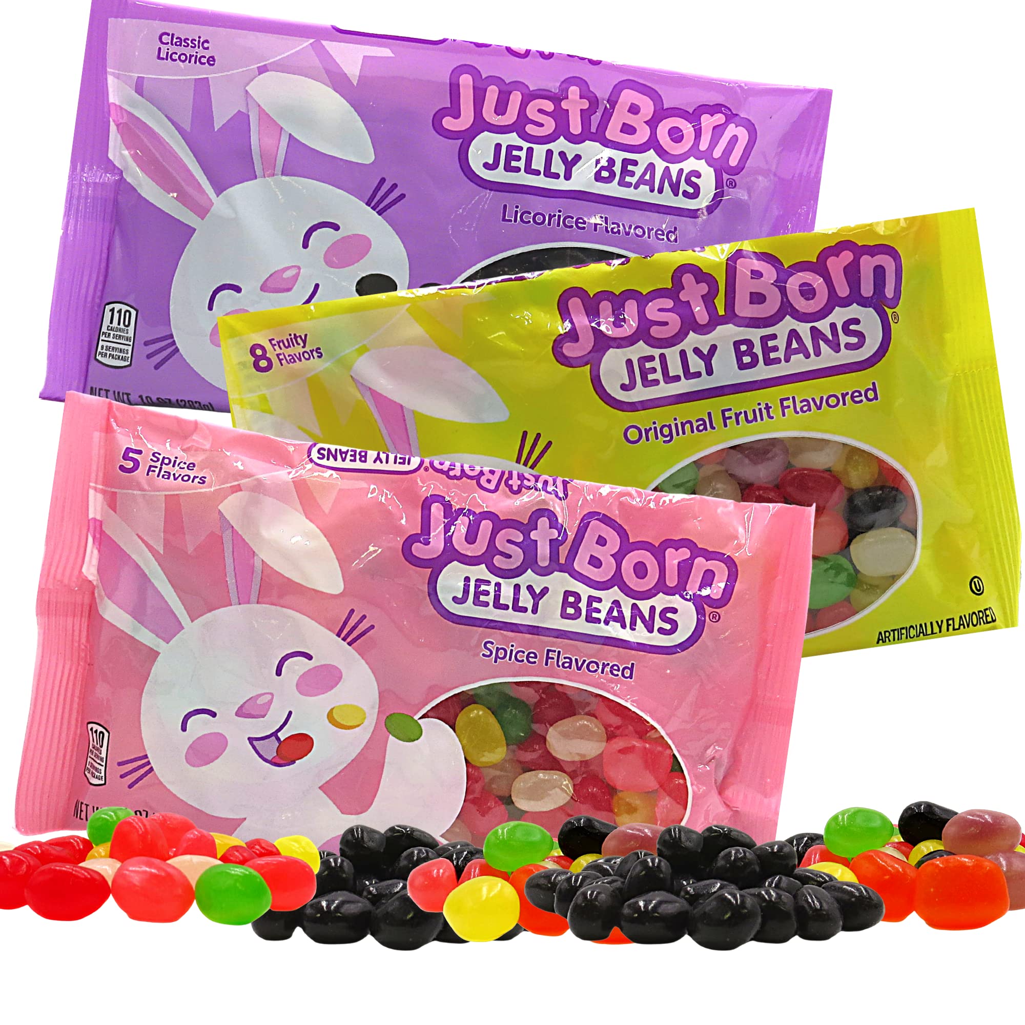 NeedzoBulk Jelly Beans Black Licorice, Original Fruit and Spiced Flavored Chewy Candies, Plastic Easter Egg Candy Fillers - 10 ounce Bags (Pack of 3)