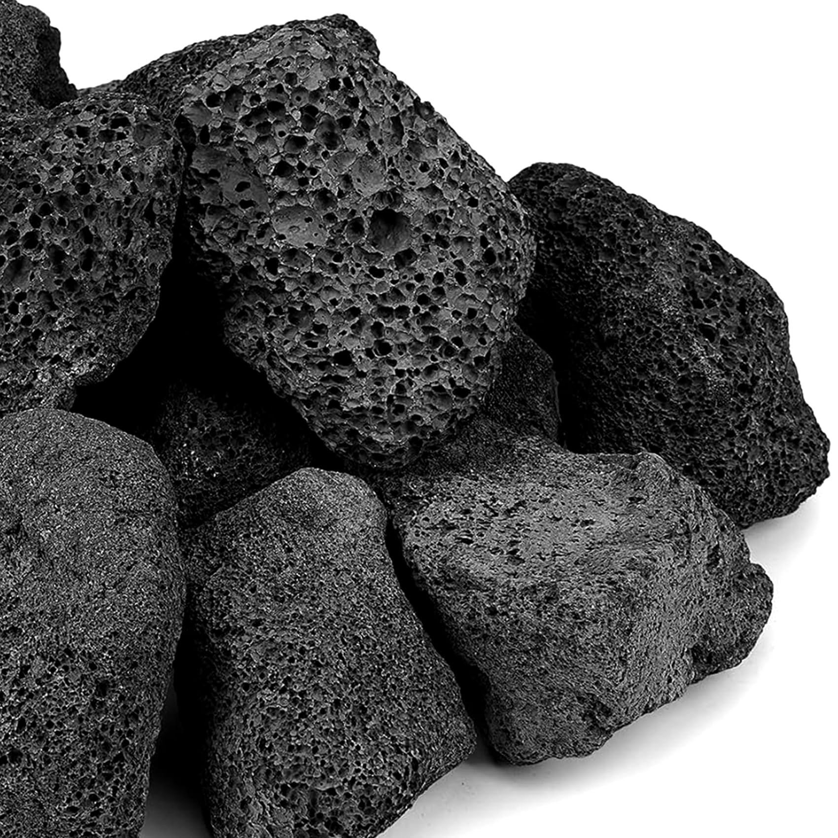 onlyfire only fire Black Lava Rock for Outdoor Pits, 10 Pounds Volcanic Lava Stones for Indoor places, Bowl, Gas Logs and Landscaping, 2.75-5 Inch