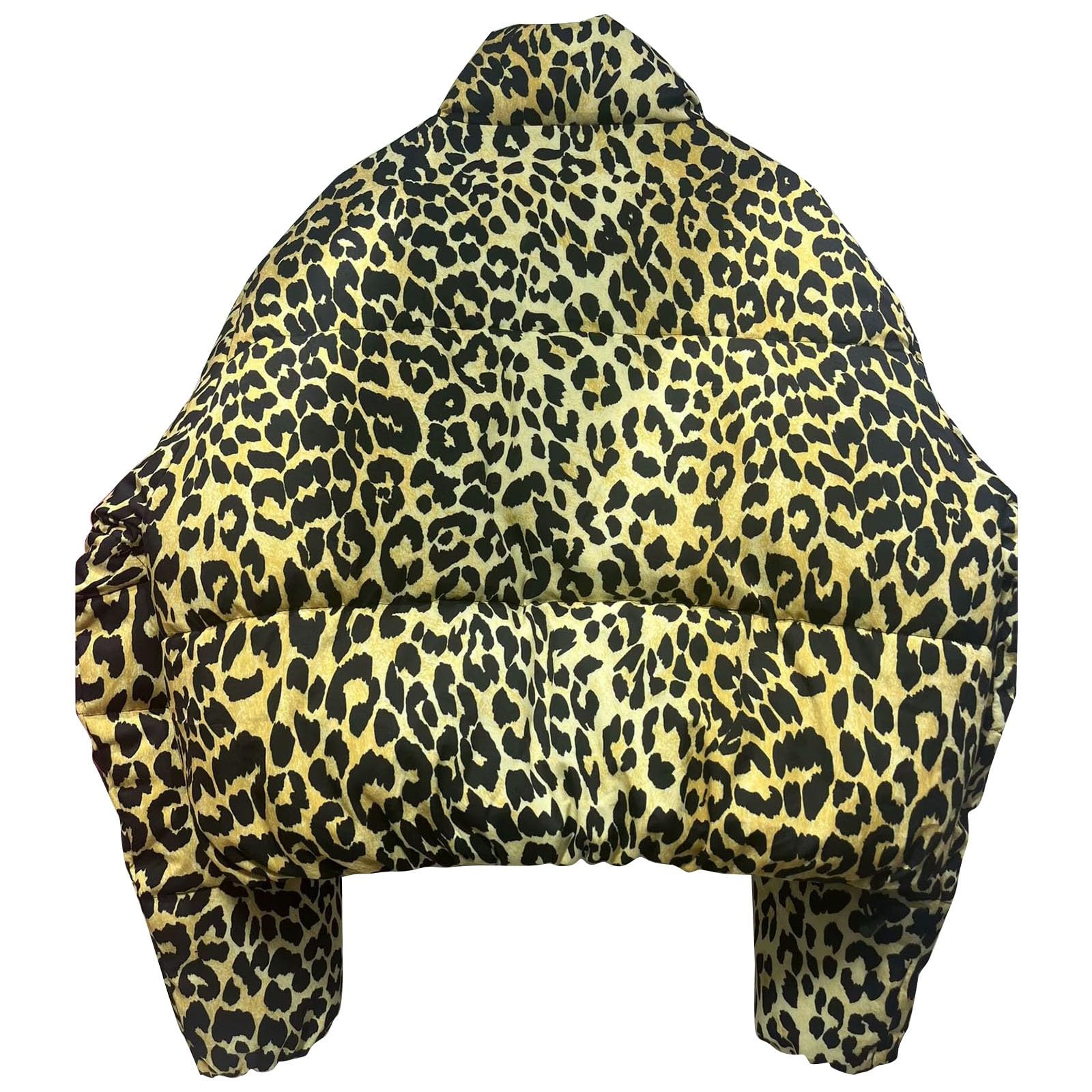 Piumini invernali per le donne stampa leopardata corta piumino colletto alla coreana giacche trapuntate full zip up caldo piumino casual a maniche lunghe outwear all'aperto campeggio escursionismo