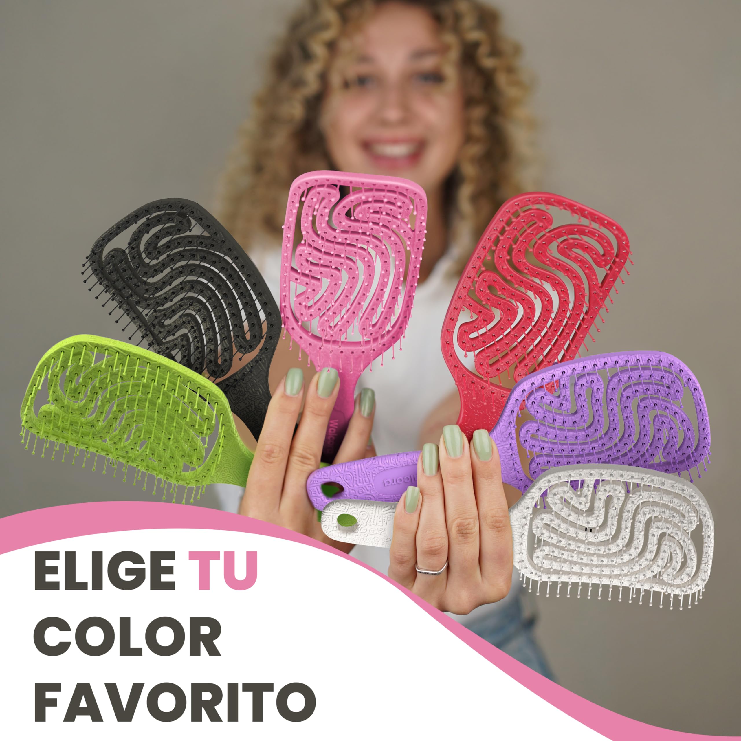 WALCORA Cepillo Desenredante y Peine Antitirones para Mujer, Hombre y Niños – Cepillo de Pelo Sin Tirones Wet Brush para Cabello Rizado, Fino y Largo – Rosa