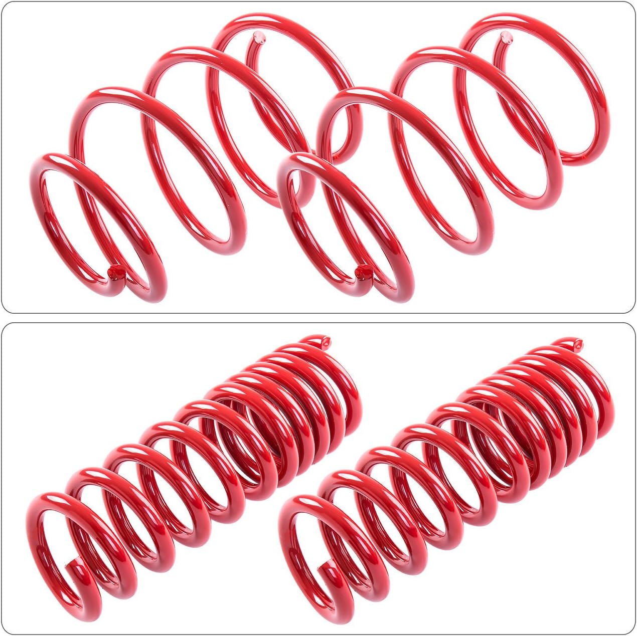 AJP Distributors 1.25" Front & 1.5" Rear Drop Height Suspension Coil Lowering Springs Kit Set Red Compatible/Replacement For Camaro SS ZL1 6.2L V8 Coupe 2016 2017 2018 2019 2020 2021 16 17 18 19 20 21