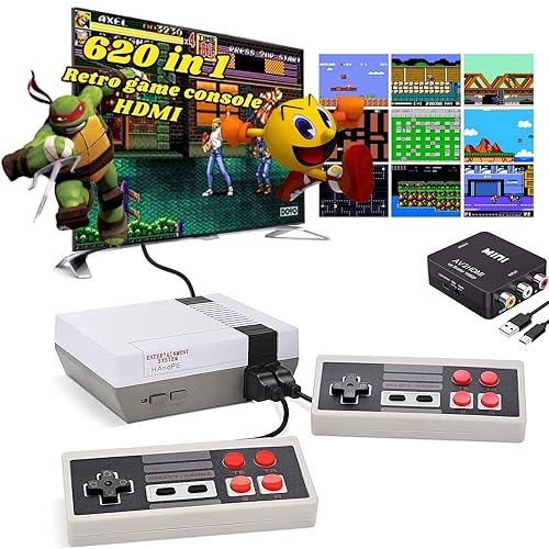 Retro Classic Game ConsoleClassic Video Games System Built-in 620 Games and 2 Classic Edition ControllersAv and HDMI Output Plug and PlayRetro Toys