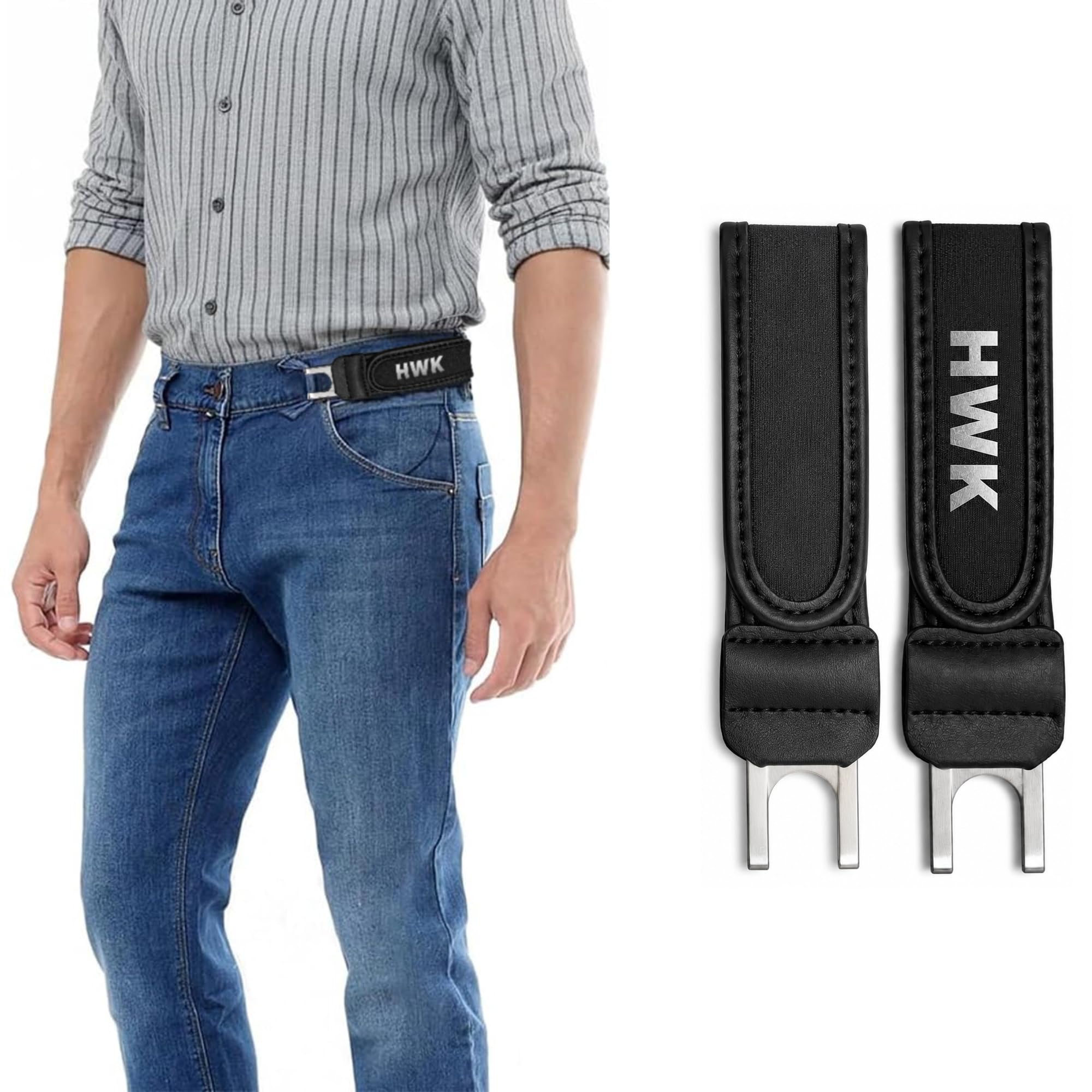 Buckleless Belt for Men & Women – No Buckle Elastic Stretch Belt with Durable Metal Hook – Adjustable Invisible Waist Belt for Jeans Pants Casual Work Wear | Free Size-image-15
