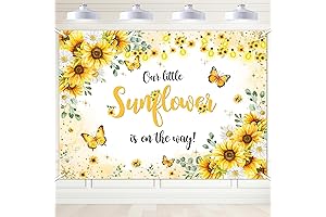 Avezano Sunflower Baby Shower Backdrop for Girls