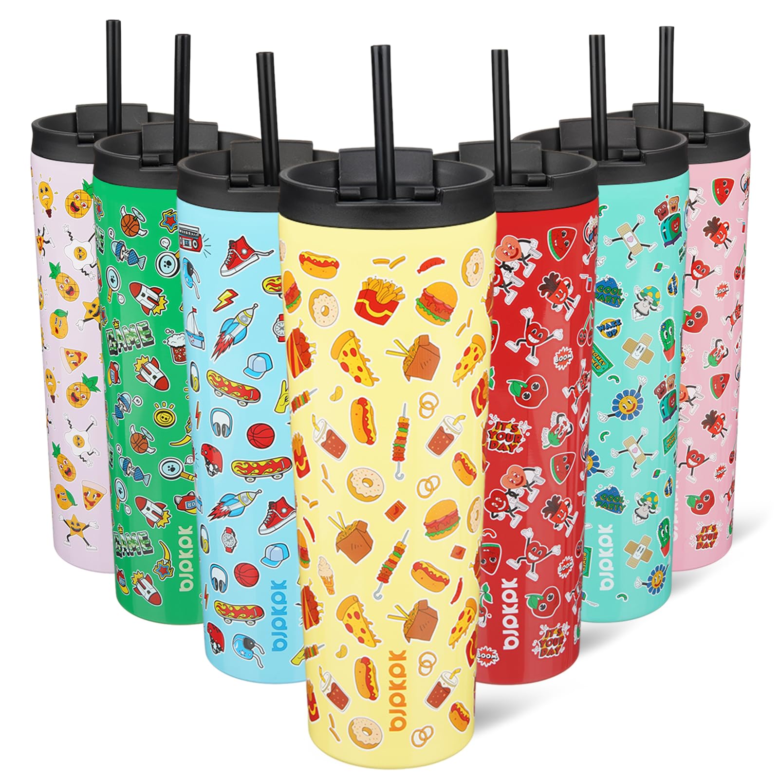 BJPKPK 30 oz Coffee Tumbler with Straw, Insulated Stainless Steel Cup