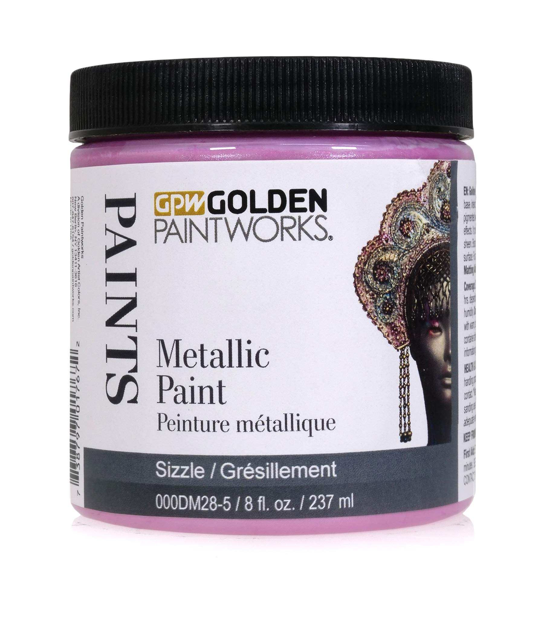 GOLDEN PAINTWORKS Metallic Paint, 8 oz Jar, Sizzle, Professional Acrylic Paint, Decorative