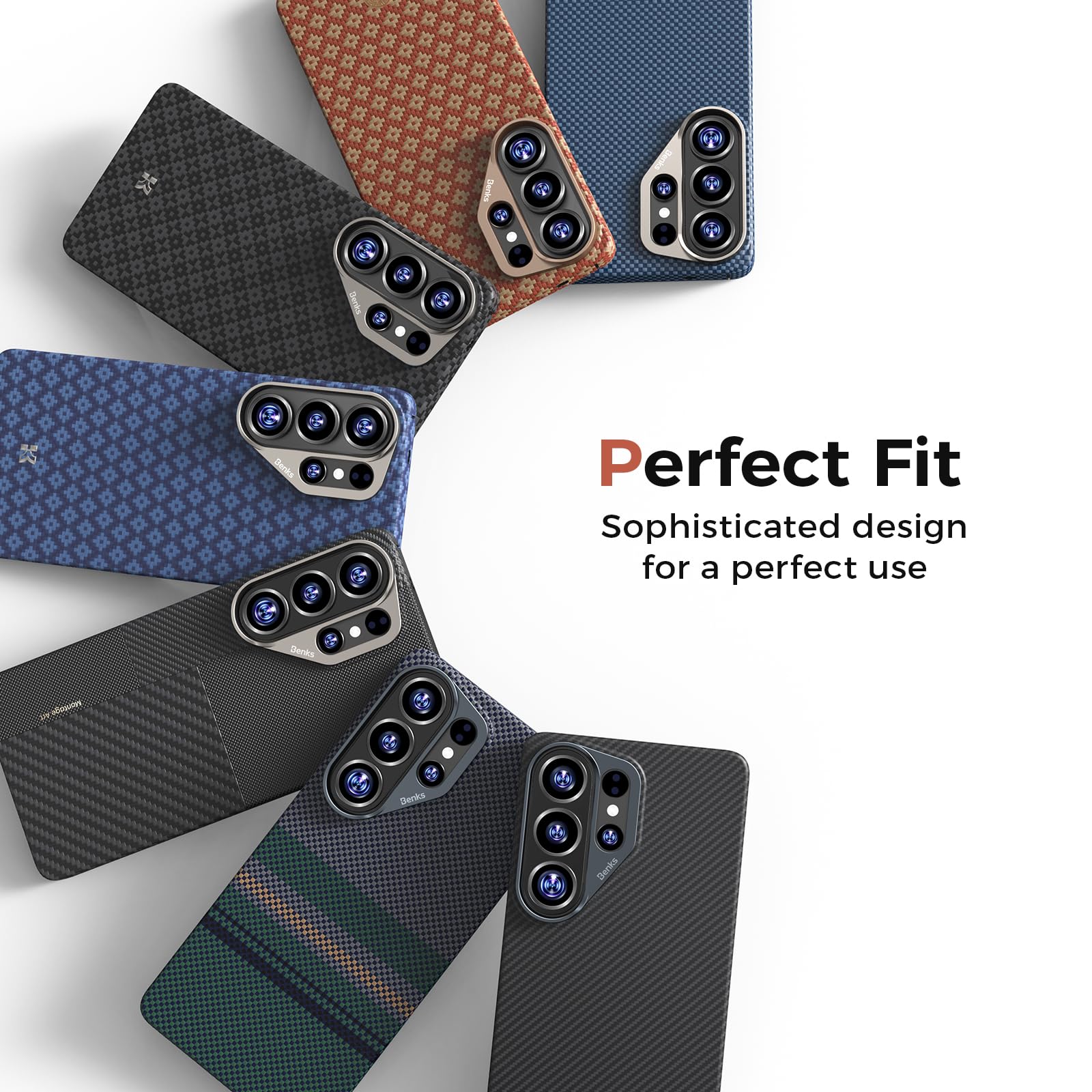 BENKS Etui do Samsung Galaxy S26 Ultra – Kevlar® Case kompatybilne z MagSafe, ultracienkie i lekkie, tkane włókno aramidowe z aluminiową ochroną aparatu, ArmorGrid Air Fortune pomarańczowe
