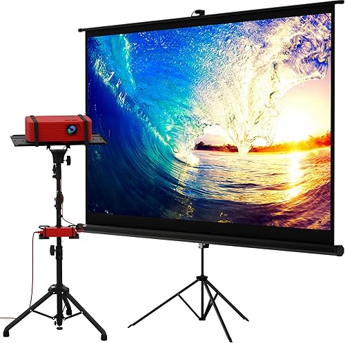 Pantalla de proyector de 100" con soporte y soporte universal para trípode para proyector