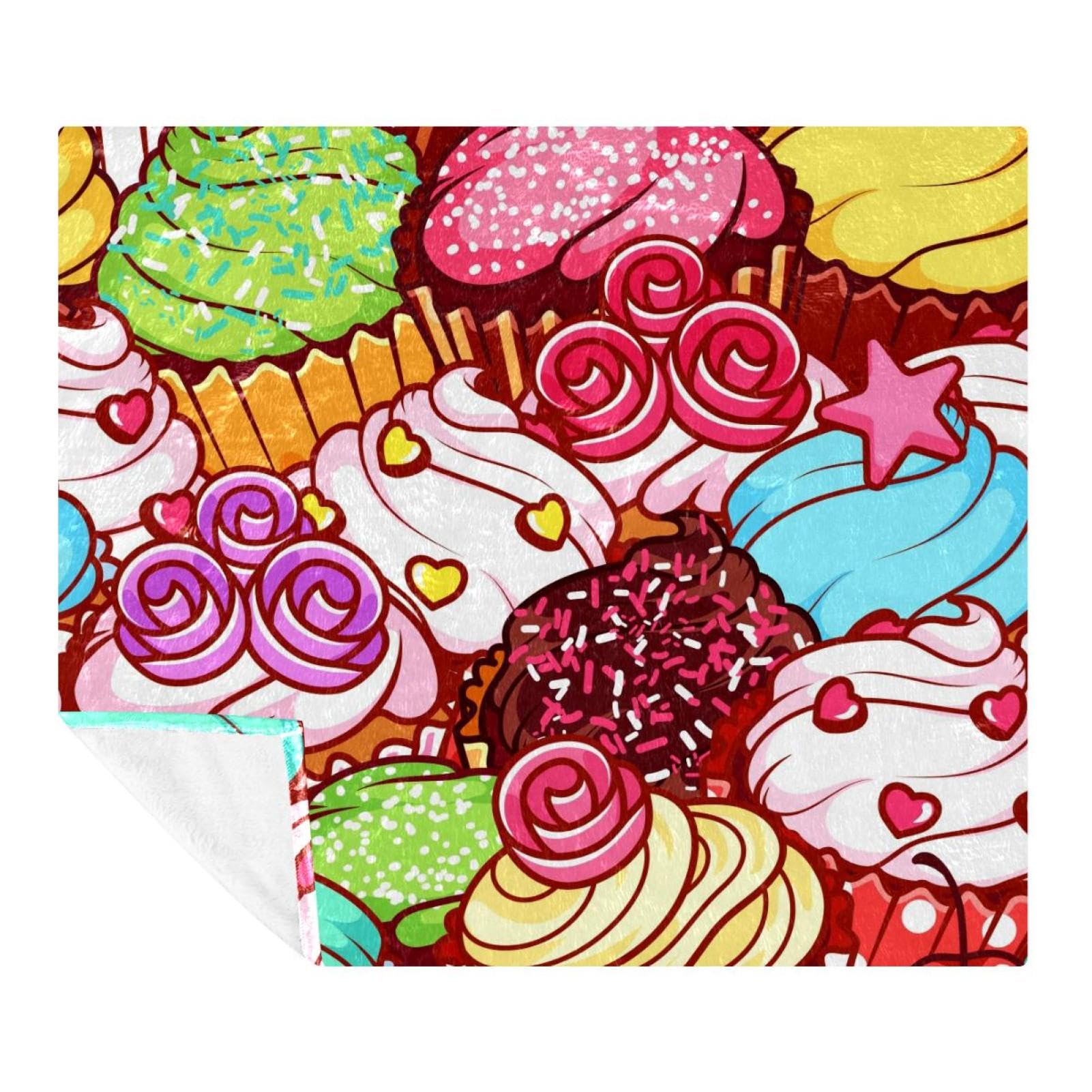 Couverture cupcakes colorés pour canapé et voyage en famille