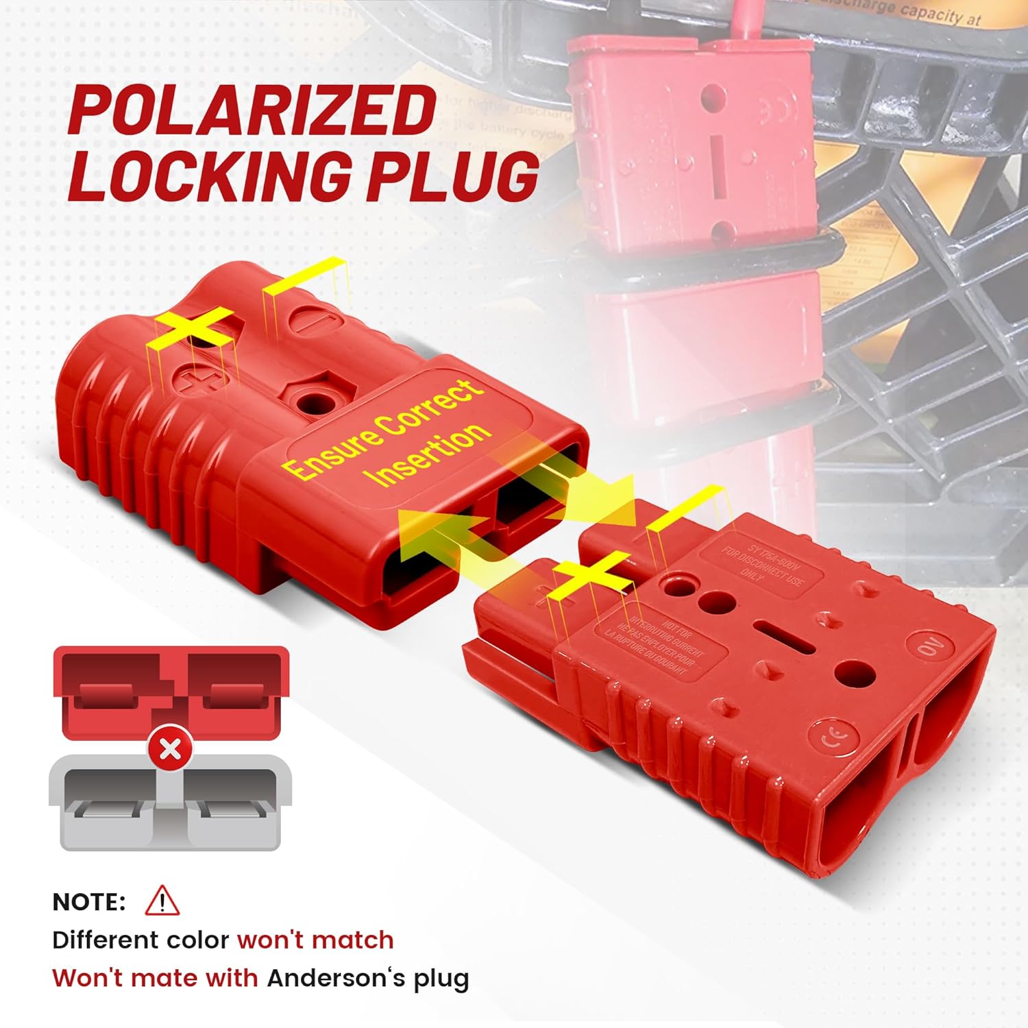 RED WOLF 175A Battery Quick Connector 2-4 AWG Jumper Cable Plug Flame-retardant Anderson Type SB175 Plug Outdoor Power Quickly Connect/Disconnect Kit for Electrical System Trailer RV (2 PCs Red, 175A)