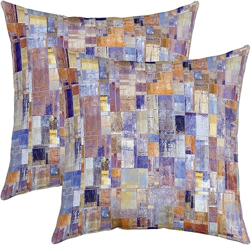 Erosebridal Juego de 2 fundas de almohada abstractas de color morado de 20 x 20 pulgadas, fundas de almohada con diseño de arco iris estilo grunge,