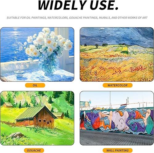 Miniatura 7 de Juego de 12 pinceles de pintura artística, varios tamaños de pinceles de pintura de nailon, con mangos de madera, pincel de barniz para artistas, se