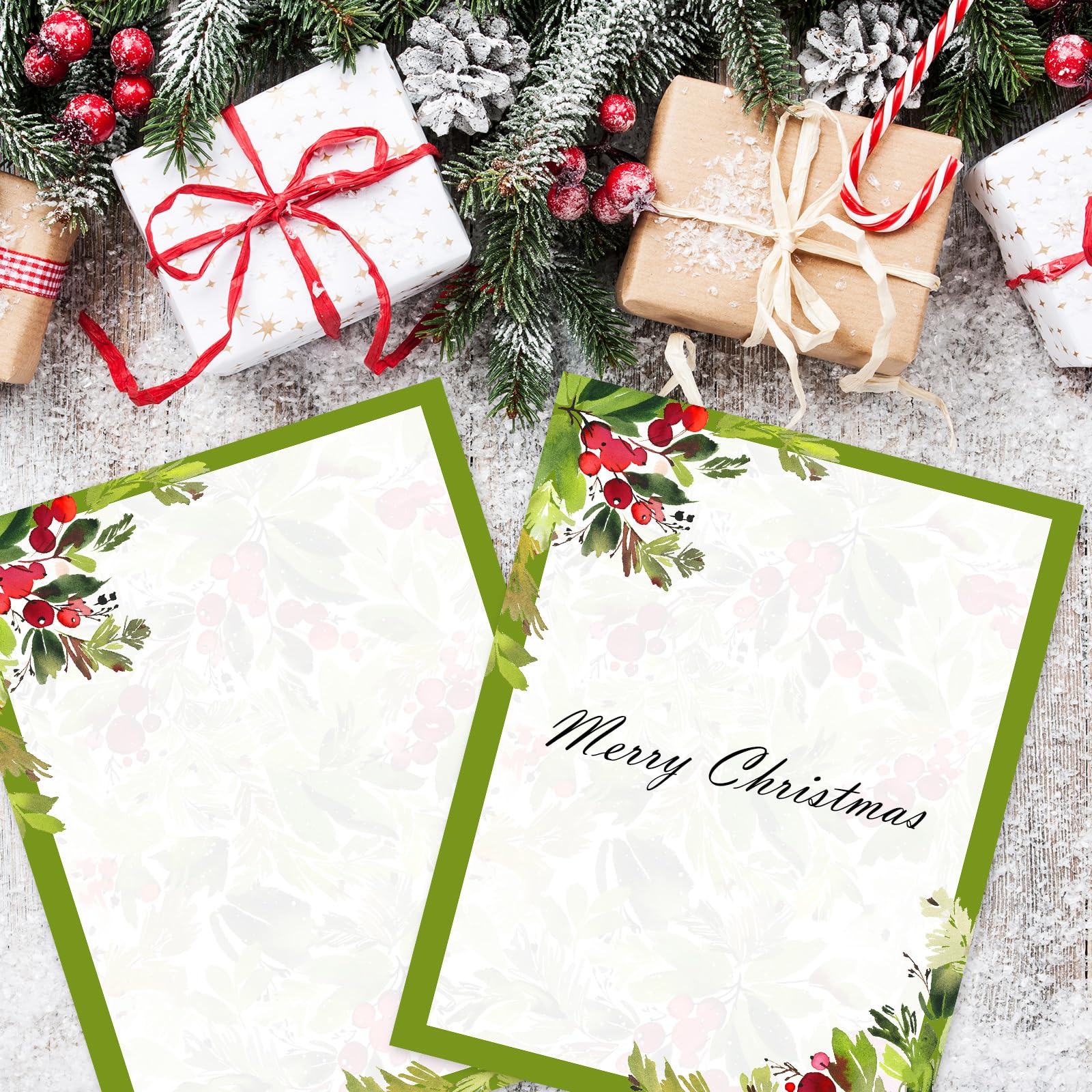 AnyDesign 80 Sheets Christmas Tree Stationery Paper - Buffalo Plaid Letterhead, 8.5 X 11 Inch