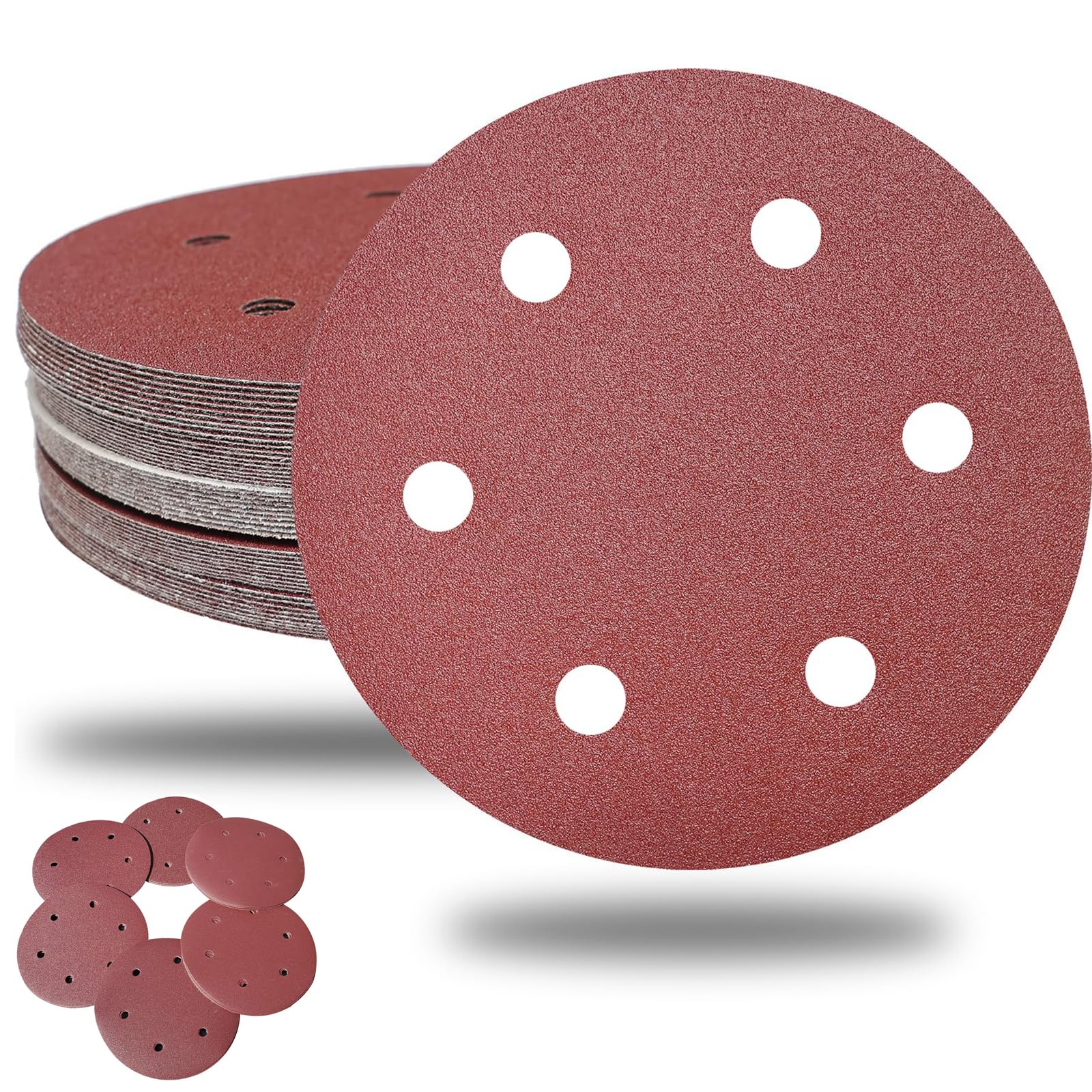 Disques de Ponçage 215 mm 30 Pièces, 6 Trous Disques Abrasifs 215 mm Ronds Papier Abrasif for Ponceuse pour Cloisons Sèches Ponceuse Girafe (30 pièces -Grain 80/100/120/150/180/240)