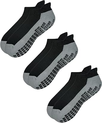 RATIVE Anti Slip Non Skid Ankle and Crew Socks with Grippers for Men Women
