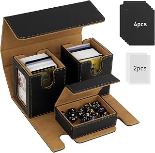 TiMOVO MTG Commander Deck Box for YuGiOh TCG CCG Magic Cards, Black Gold