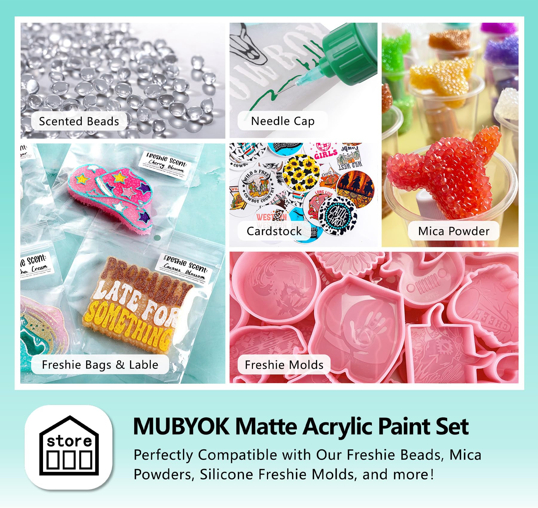 MUBYOK Mattes Acrylfarben-Set mit Präzisions-Applikatorkappe für Auto-Malerei, Zeichen- und Kunstbedarf, Bastelbedarf, Bastelbedarf, 12 Stück