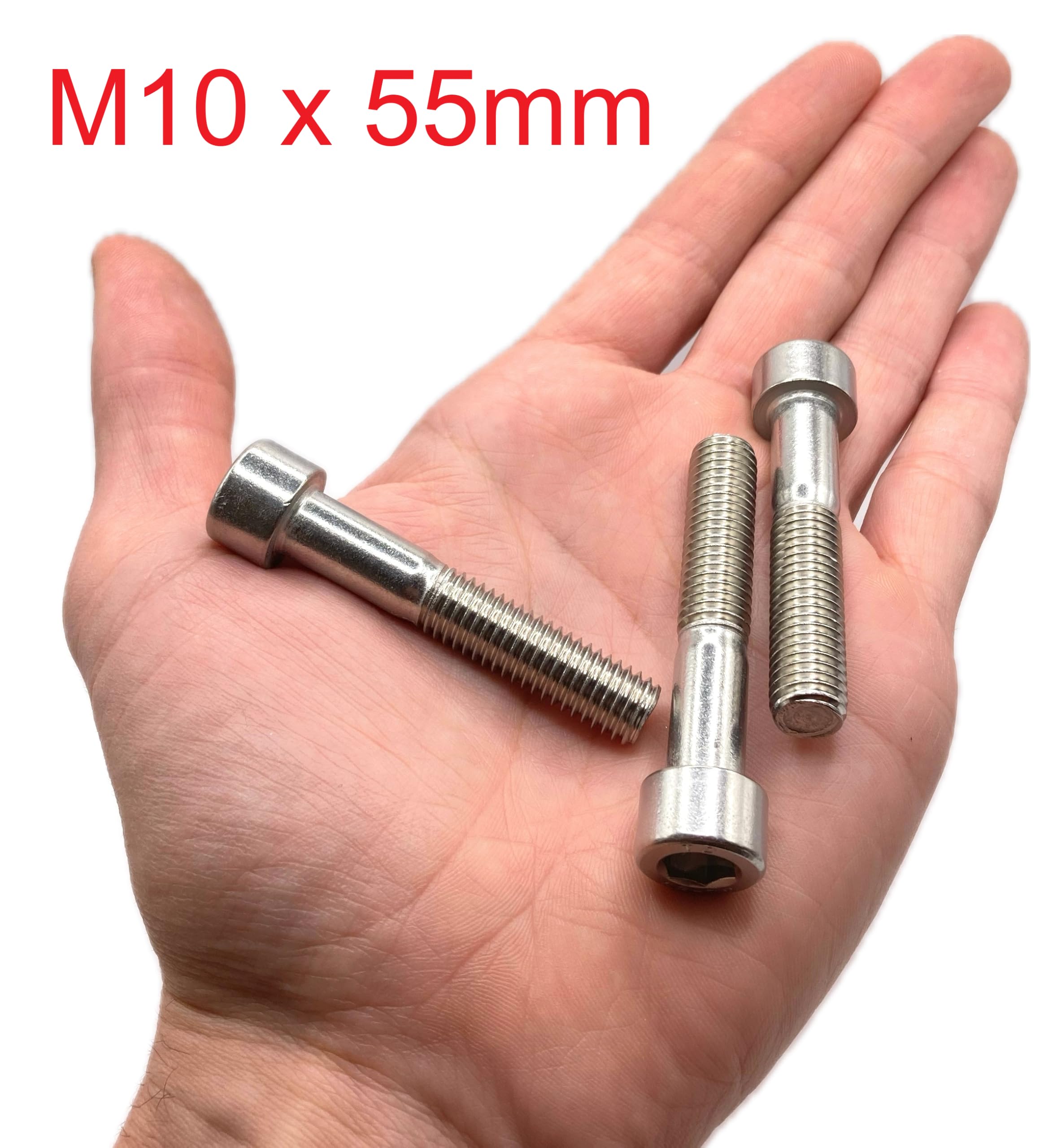 Screws Stainless Steel M10 x 55 mm Cylinder Head BTR Diameter 10 x 55 mm, A2 stainless steel, M10 x 55mm - Image 2