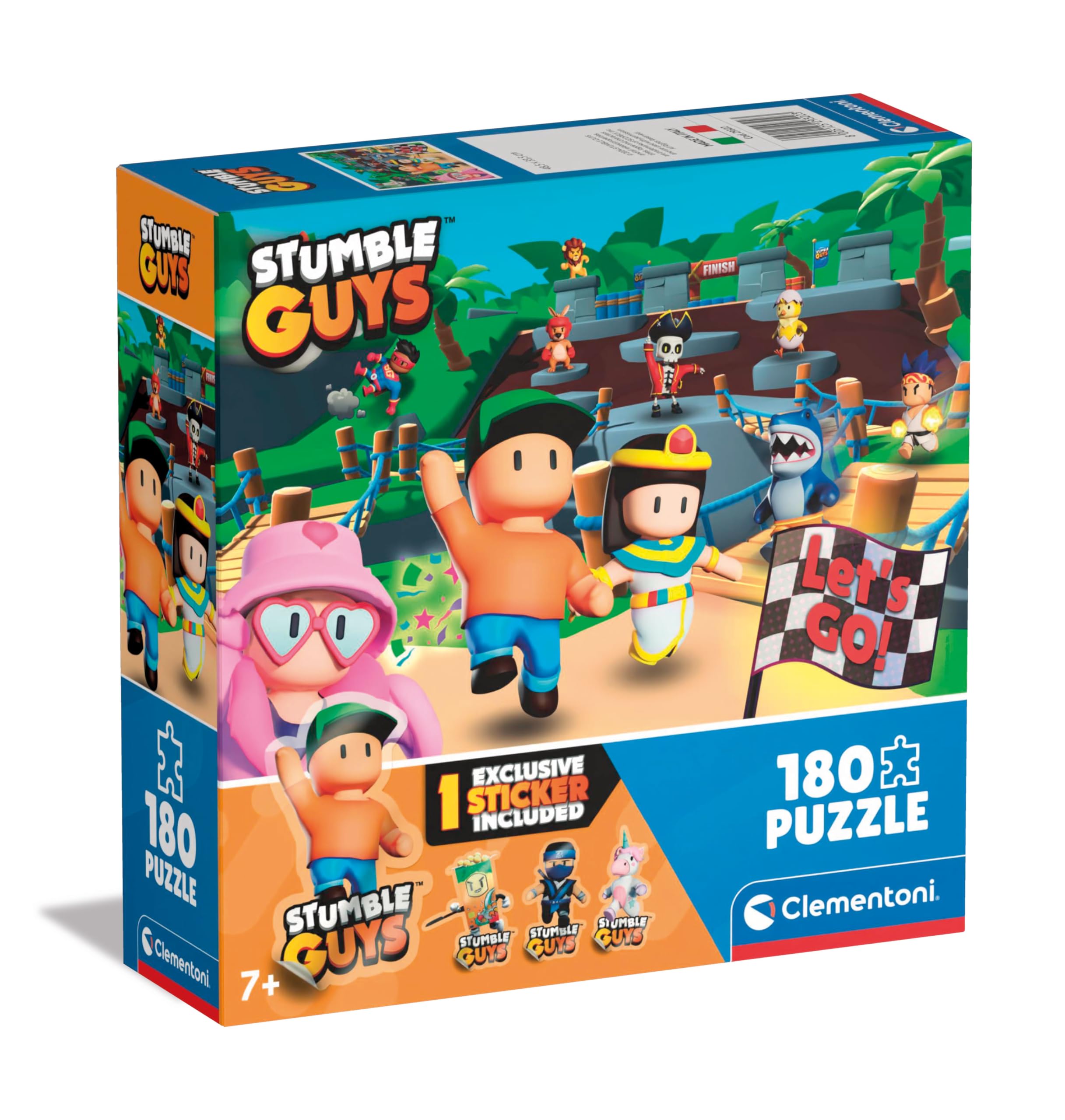 Clementoni Teile Kinder 7 Years, Puzzle Figures Video Game, Gaming, Made in Italy, 29322, Stumble Guys 180 Pieces