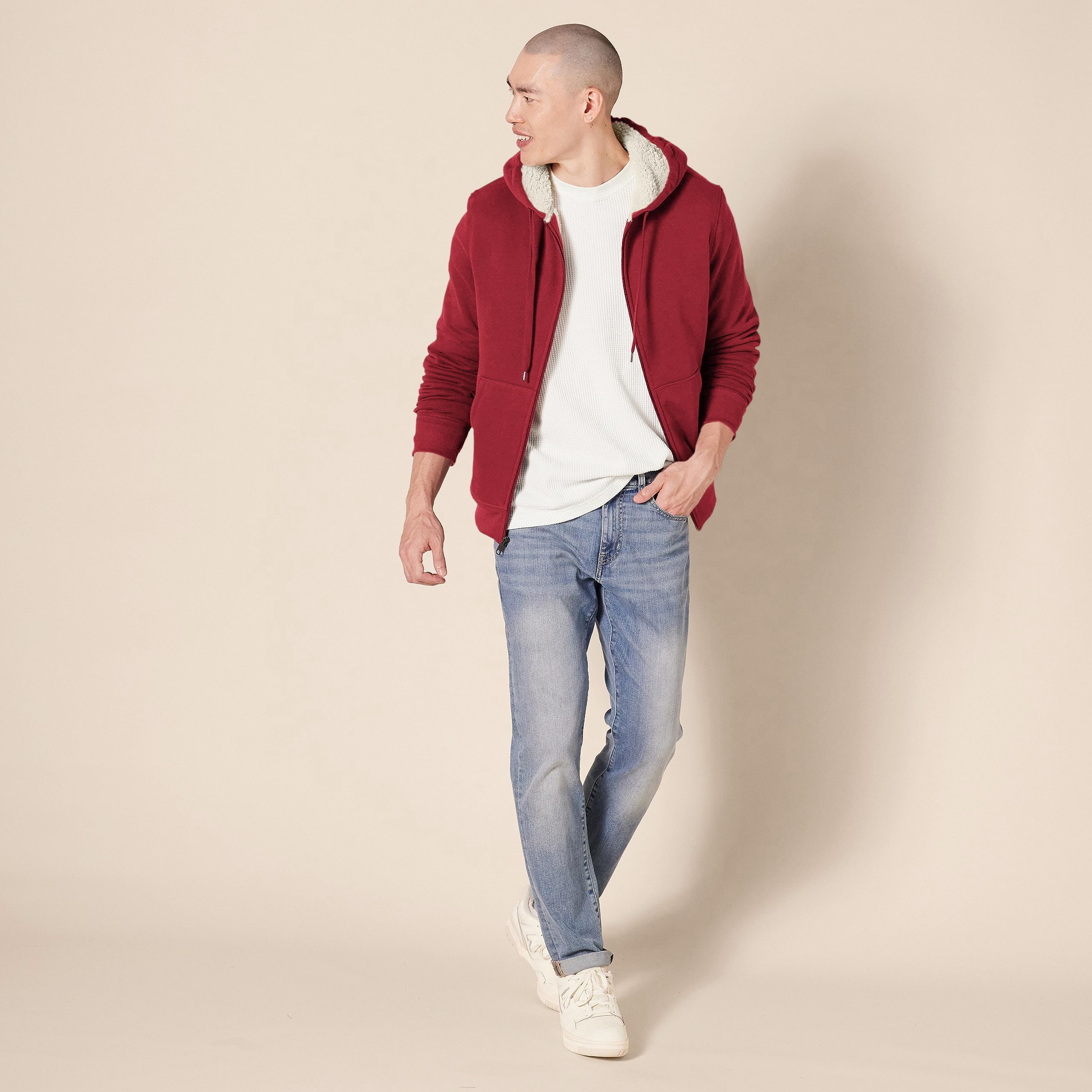 Amazon Essentials Felpa con Cappuccio e Cerniera Integrale in Pile Foderata in Sherpa Uomo