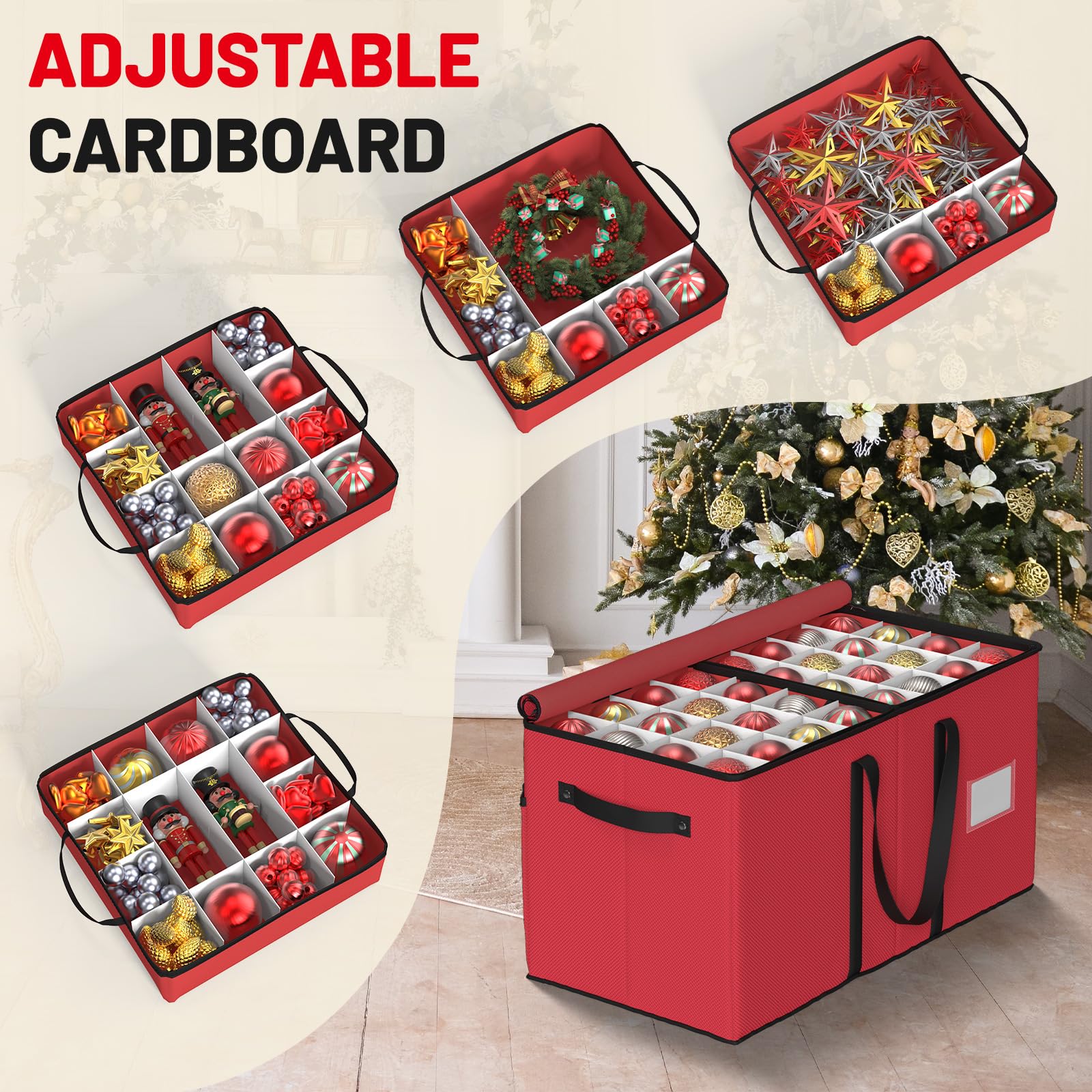 Almacenamiento Navidad Winpull Caja De Almacenamiento De Adornos De Navidad  Con 8 Bandejas, Contenedor De Almacenamiento De Navidad Para Decoraciones  Navideñas De 128 A 3 Pulgadas, Organizador De Navidad Grande Con Funda, image size:1600x1600