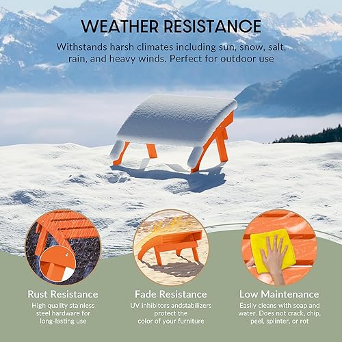 Vista 92 de WestinTrends Otomana para exteriores, reposapiés otomano Adirondack para patio, taburete de madera de polietileno para todo tipo de clima