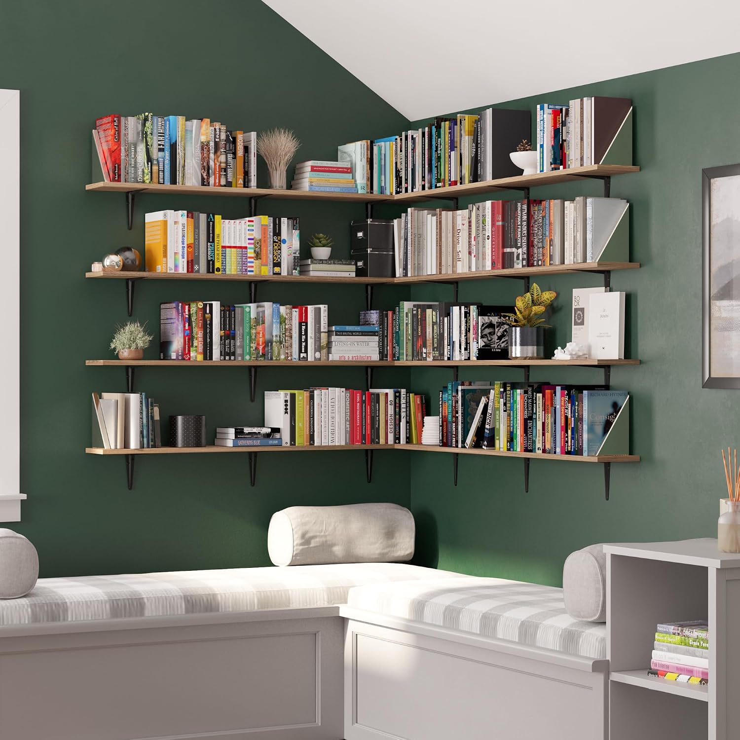 Wallniture Arras 48 inch Floating Shelf, Wooden Bookshelves for Wall, Brackets Included, 1pc, Burnt Finish