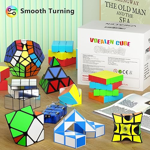 Miniatura 3 de Vdealen Paquete de 12 cubos de velocidad paquete de cubos de rompecabezas 2 x 2 3 x 3 4 x 4 pulgadas espejo de dodecaedro pirámide de espiga