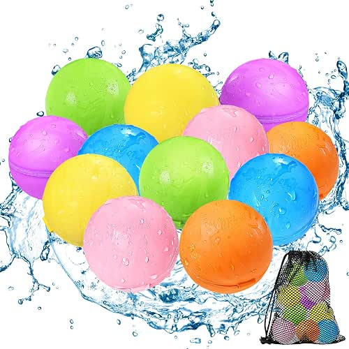 12Pcs Reusable Water Bomb balloons, Summer Toy Water Toy for