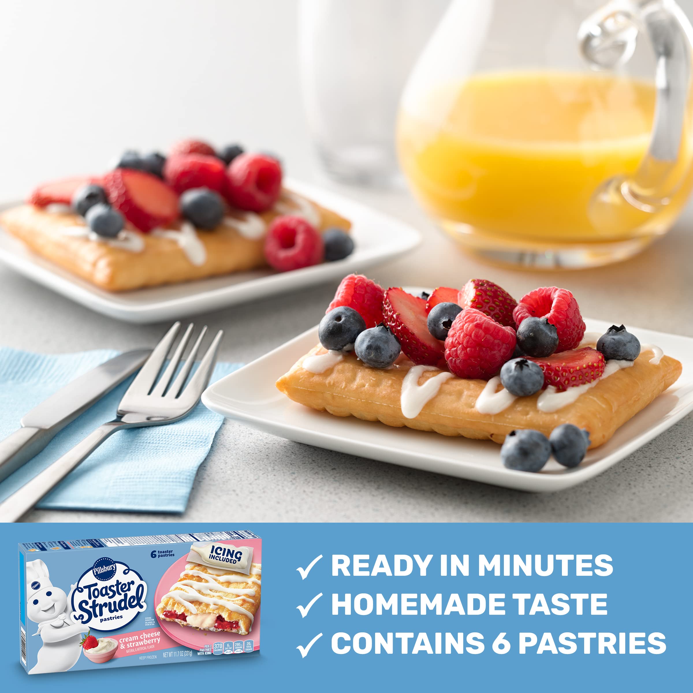 Pillsbury Toaster Strudel Frozen Pastries Cream Cheese and Strawberry 6 Ct 11 7 oz — view 5