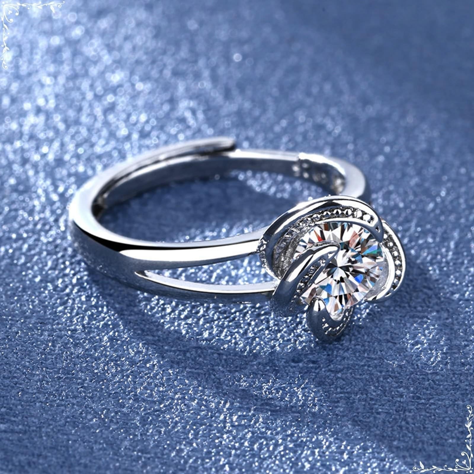 Wycian Pierścionek Moissanite Band białe złoto pierścionek dla kobiet 18K koniczyna z cyrkonią rozmiar H 1/2 moda dla pań biżuteria zaręczynowa