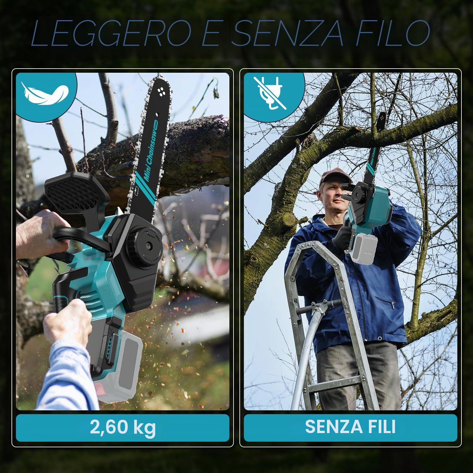 Motosega a batteria da 12 pollici, compatibile con batteria Makita da 18 V