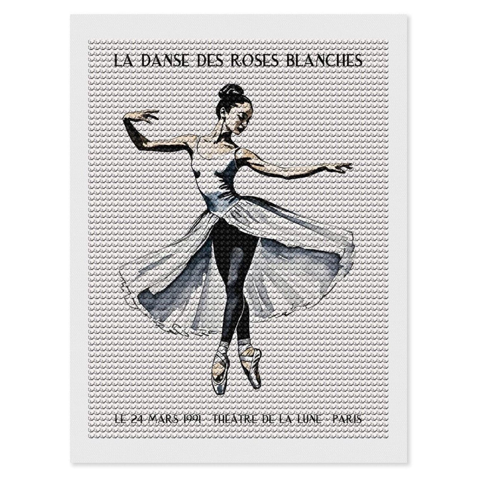 Junmoney Ballet Dancer in White Tutu Diamond Art Kit 12"x16", Gift Idea, for Family Craft Time, Mindful Craft Activity, Boho Decor, Relaxing DIY Hobby