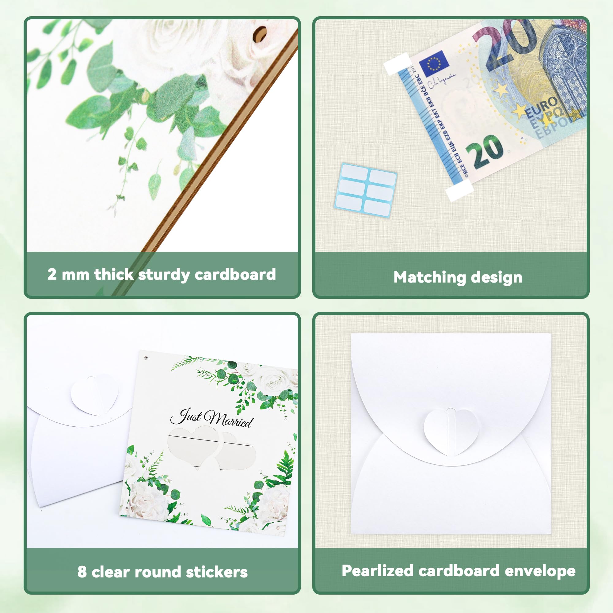 Bruiloftskaart, geldcadeau, huwelijkscadeau voor bruidspaar, met enveloppen, geld voor bruiloft, mooi verpakken, origineel huwelijkscadeau, geld-cadeau, wenskaart