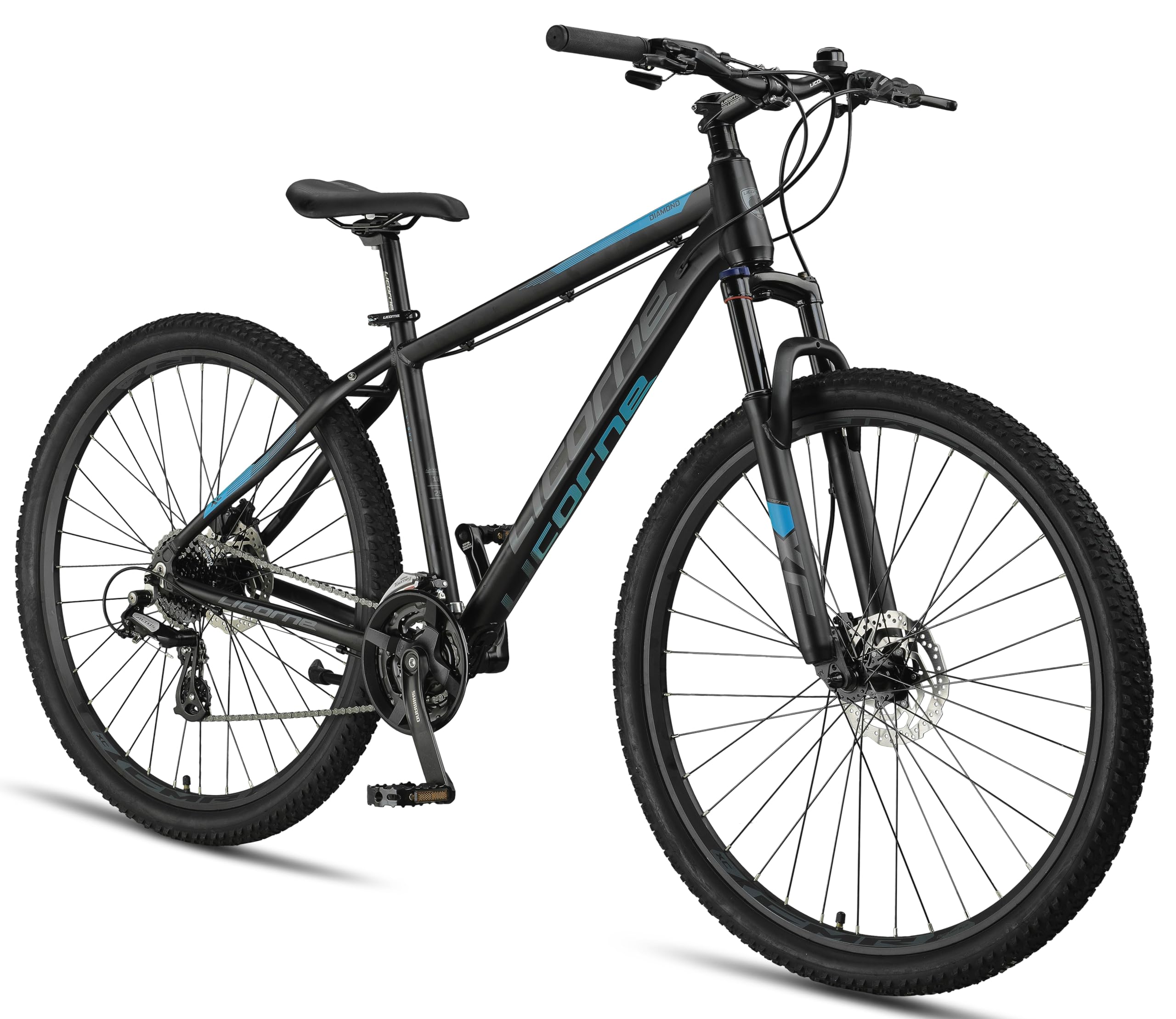 Licorne Bike Diamond Plus – Mountainbike 29 Zoll / 27,5 Zoll, Shimano 24-Gang Schaltung, hydraulische Scheibenbremsen, verriegelbare Federgabel, Schnellspanner Vorder- & Hinterrad