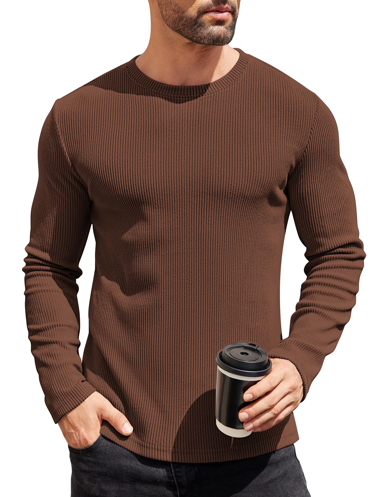 COOFANDY Herren Strickpullover mit Rundhals Slim Fit Casual Leicht Winterpullover Basic Männer Pullover