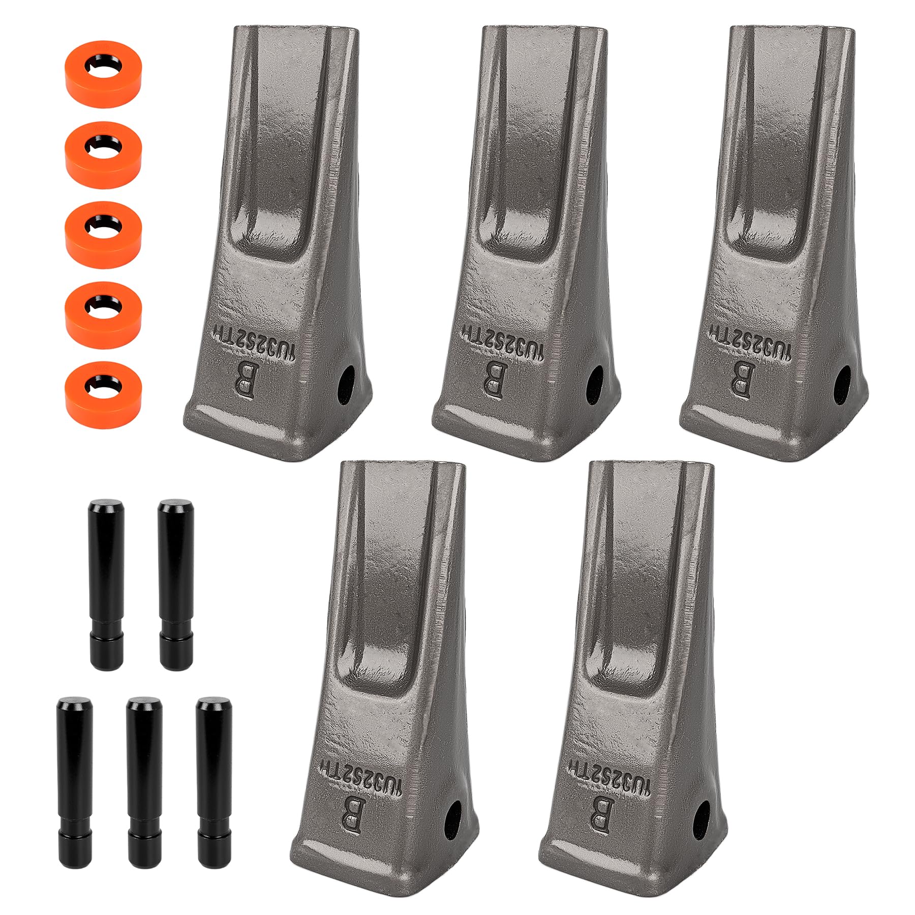 Photo 1 of 1U3252 Bucket Digging Teeth with 8E6258 Pin & 8E6259 Retainer, Compatible with J-250 Series Teeth, 211 212 926 930 936 941 953 Excavator Loader, 5 Pack